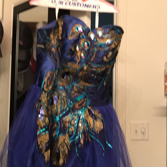 Royal Blue Peacock Prom Dress
